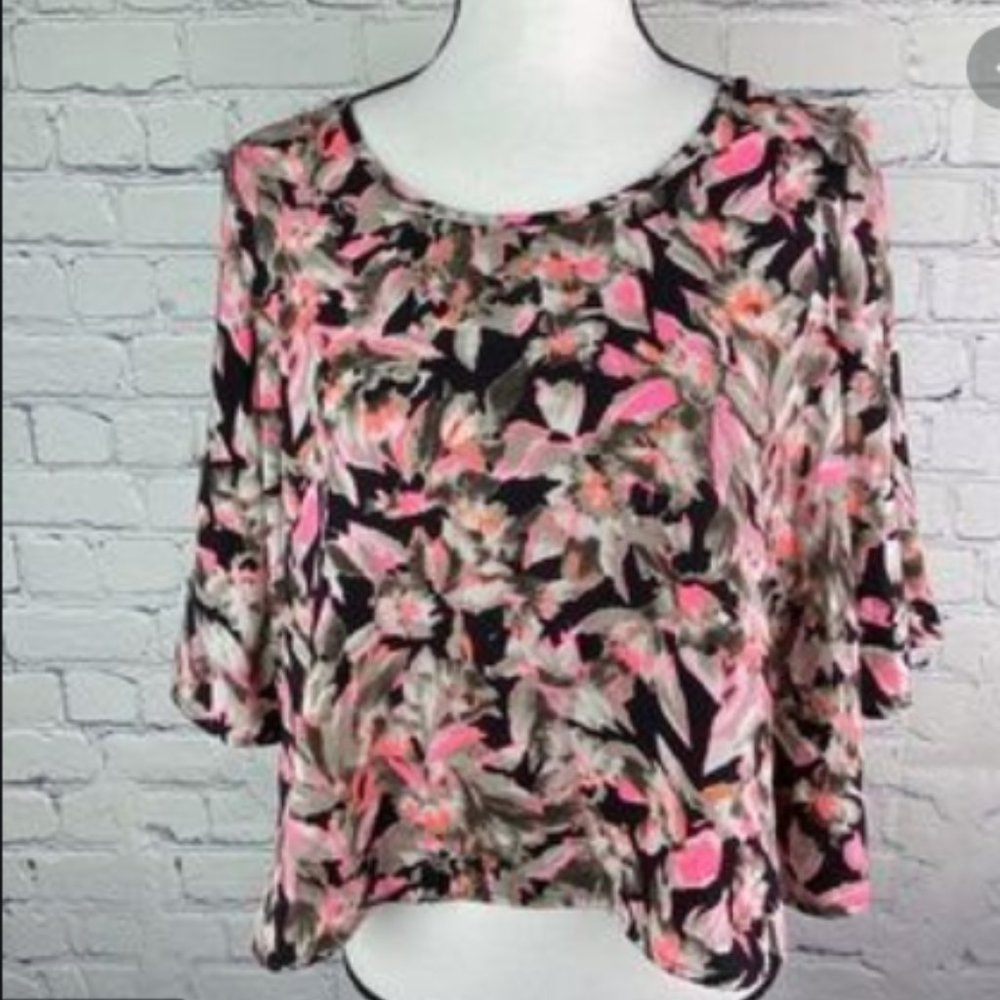 B Jewel Neon  Cropped Tunic with Wide Sleeves